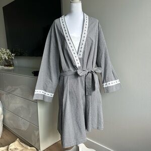 Charter Club Gray Robe with White Accents